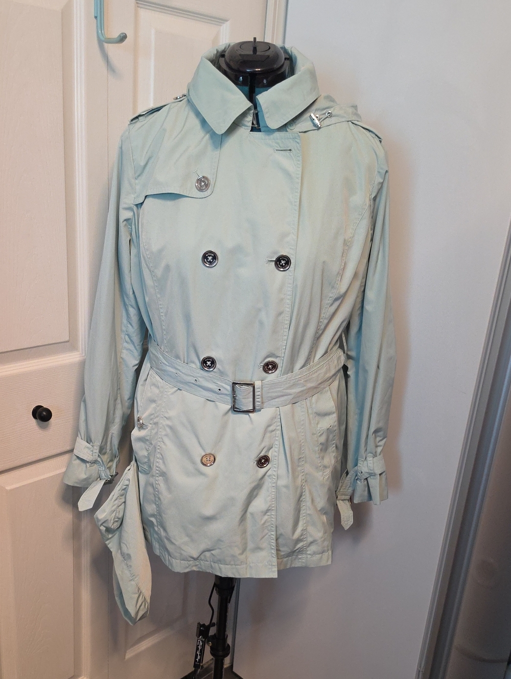 MICHAEL Michael Kors Light Mint Double-Breasted Trench Coat XL